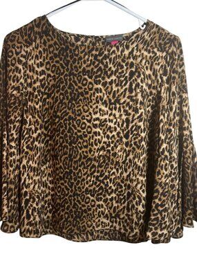 Leopard Print Bell Sleeve Blouse Womens Size M By Vince Camuto